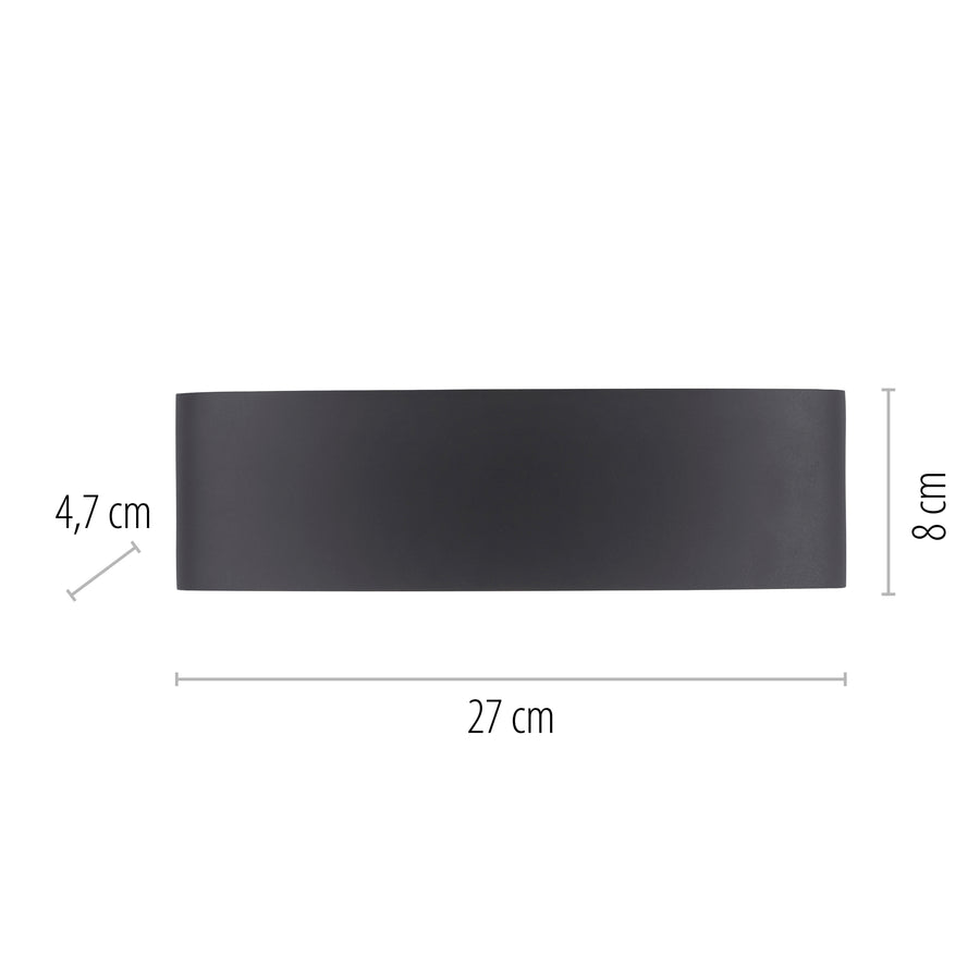 Applique murale Carlo anthracite, L 4,7 cm