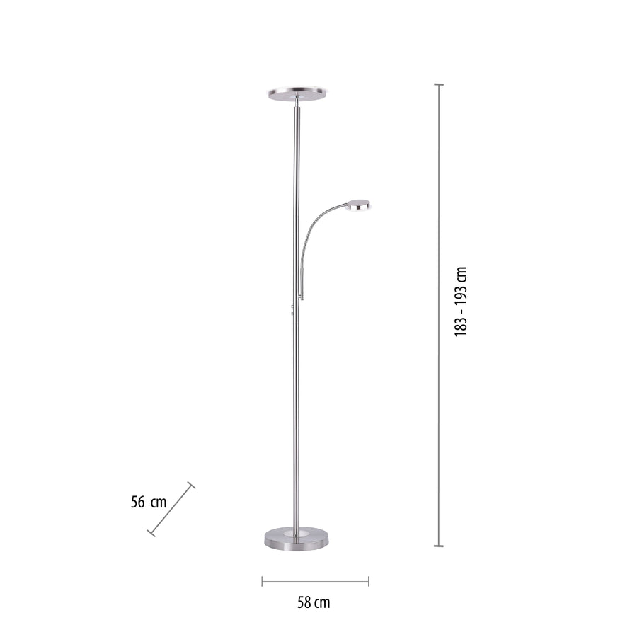 Lampadaire Hans acier, L 56,3 cm