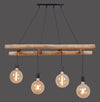 Suspension Edgar 4 lumières noire et bois