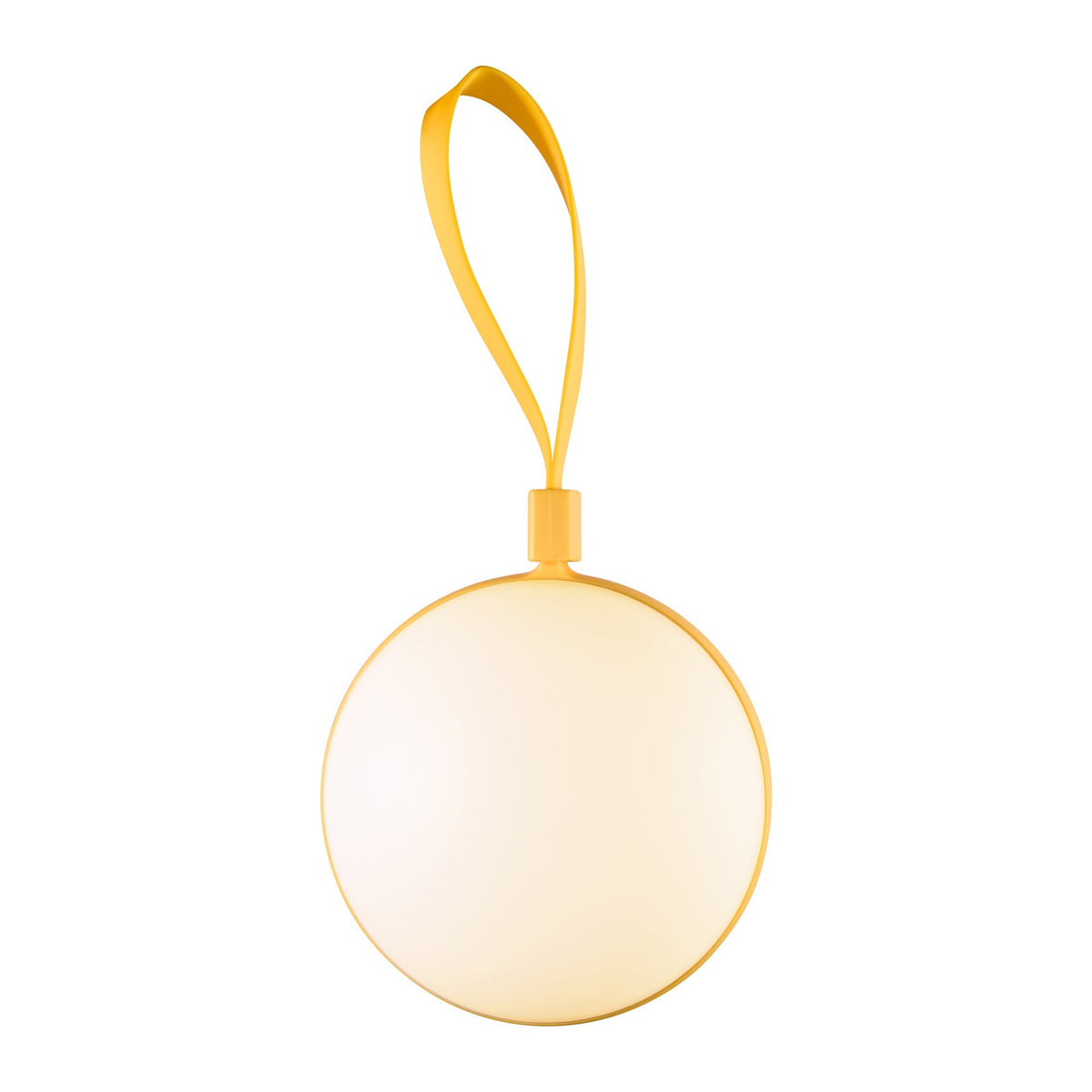 Face avant du luminaire éteint, cercle lumineux blanc ivoire.