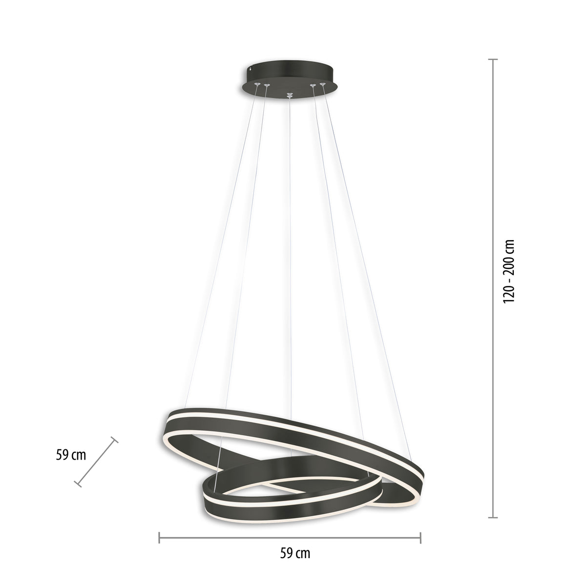 Suspension Q-Vito anthracite, L 59 cm (8420-13)