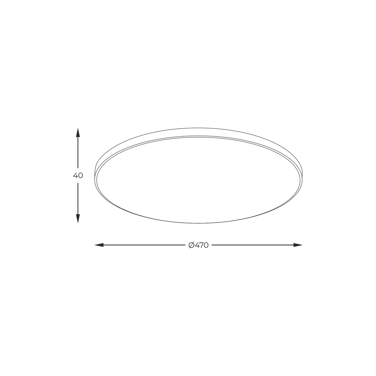 Schéma technique coté montrant le diamètre 470 mm et la hauteur