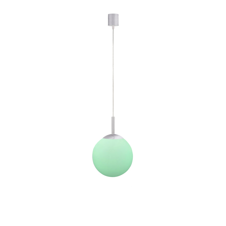 Suspension Lolasmart-Bolo argentée, verre, L 20 cm