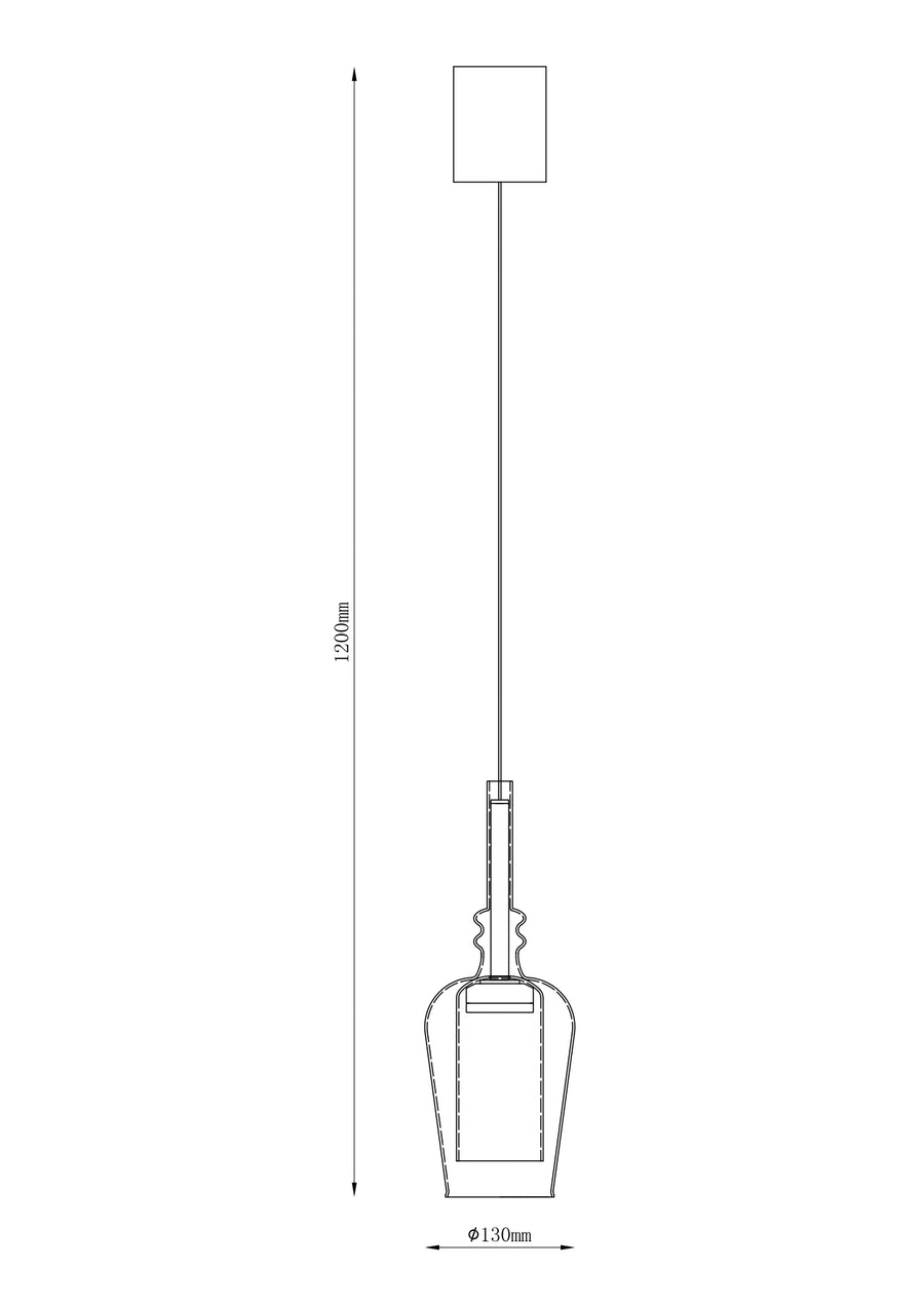 Suspension Tagna noire et fumée, verre