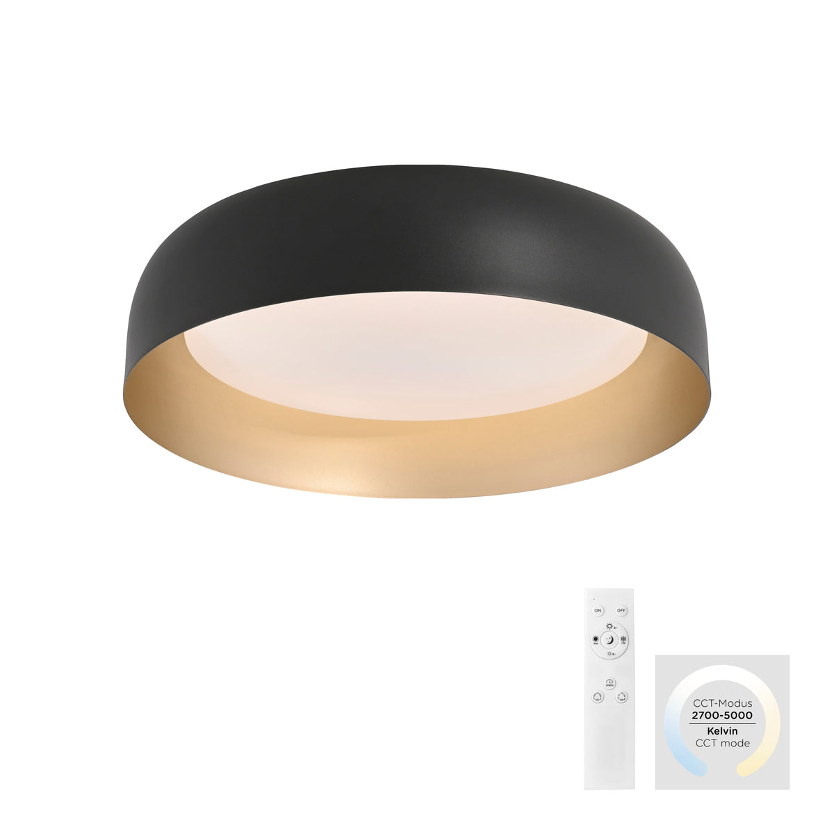 Plafonnier Osko noir et doré, L 40 cm