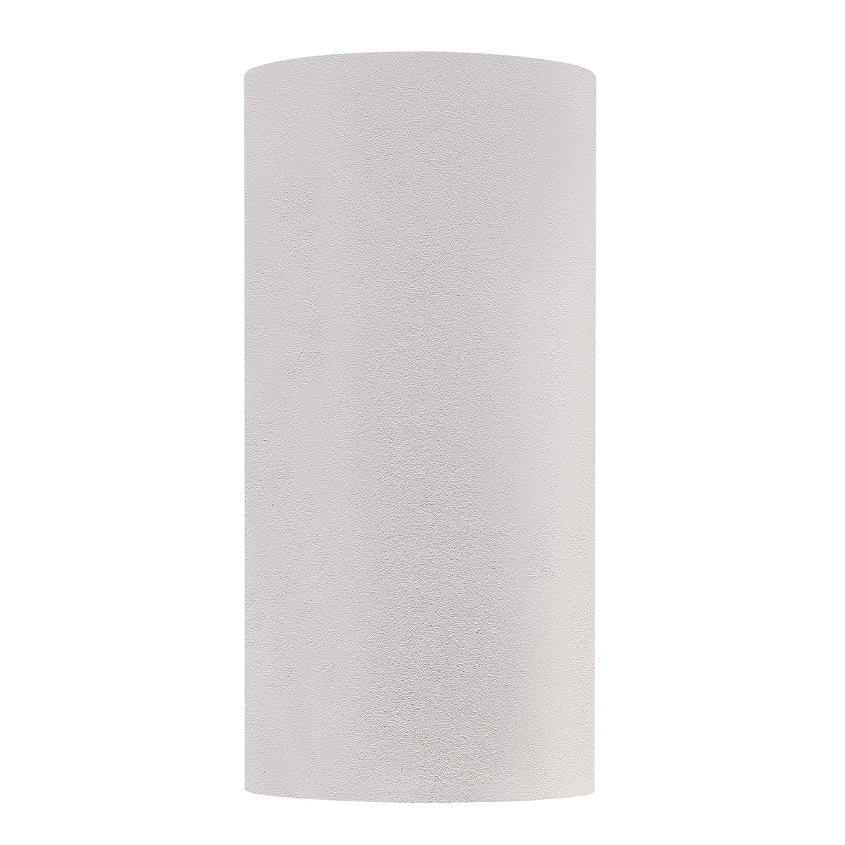 Vue de face de l'applique blanche, forme cylindrique et finition mate.