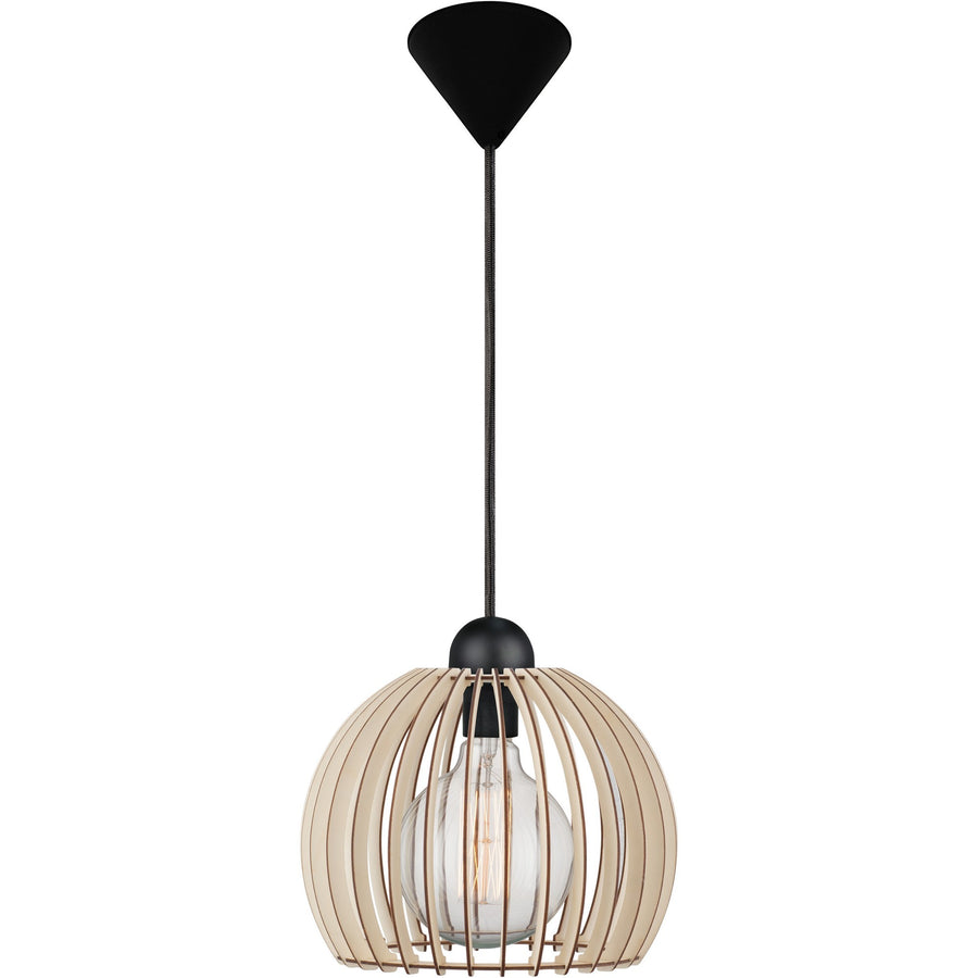 Vue d'ensemble de la suspension avec câble tressé noir et rosace fixée au plafond