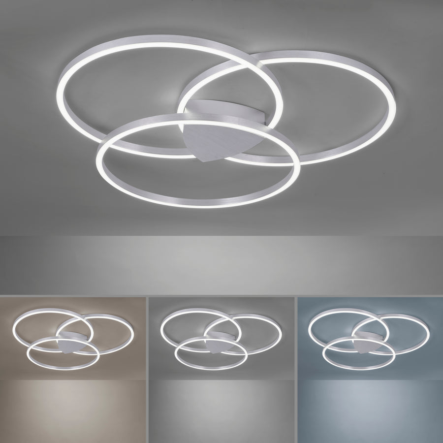 Trois températures de couleur présentées : blanc chaud, neutre et froid du luminaire.