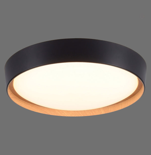 Plafonnier Emilia noir, bois