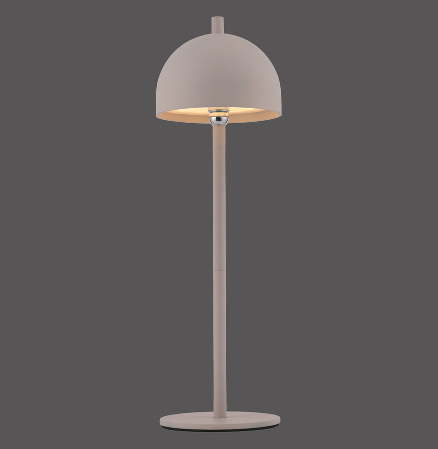 Lampe à poser beige de face sur fond gris neutre