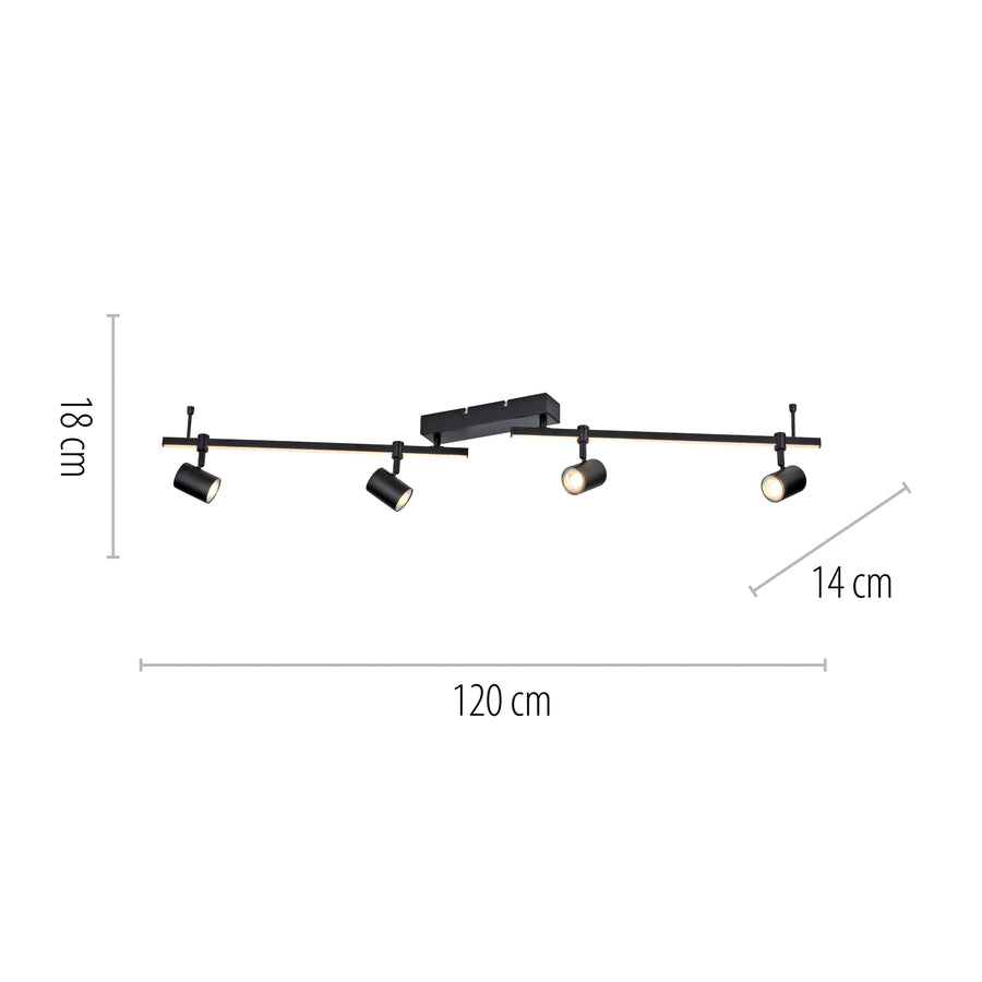 Plafonnier Barik 5 lumières noir