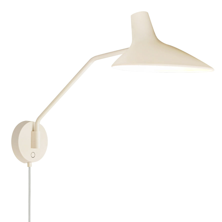 Version crème de l applique, vue de trois quarts avec bras orientable.