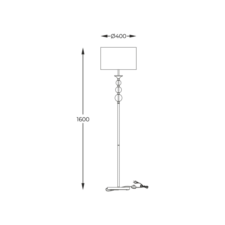 Schéma technique du lampadaire avec hauteur 1600 mm et diamètre 400 mm.