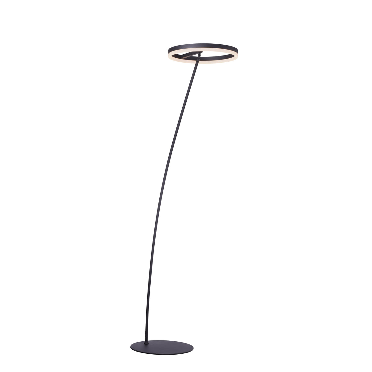 Vue de profil sur fond blanc du lampadaire et son socle rond