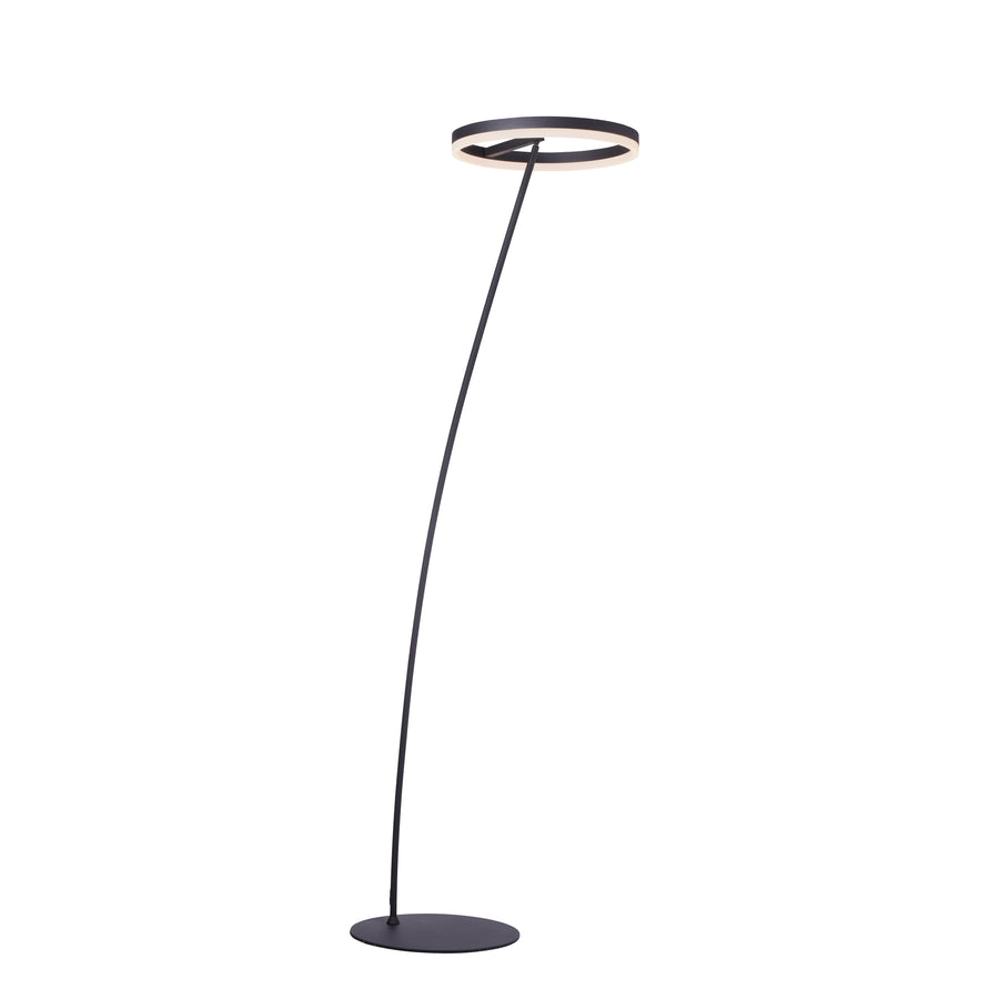 Vue de profil sur fond blanc du lampadaire et son socle rond