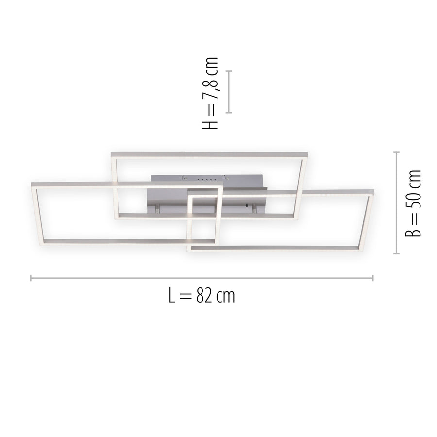 Plafonnier Iven acier, L 50 cm