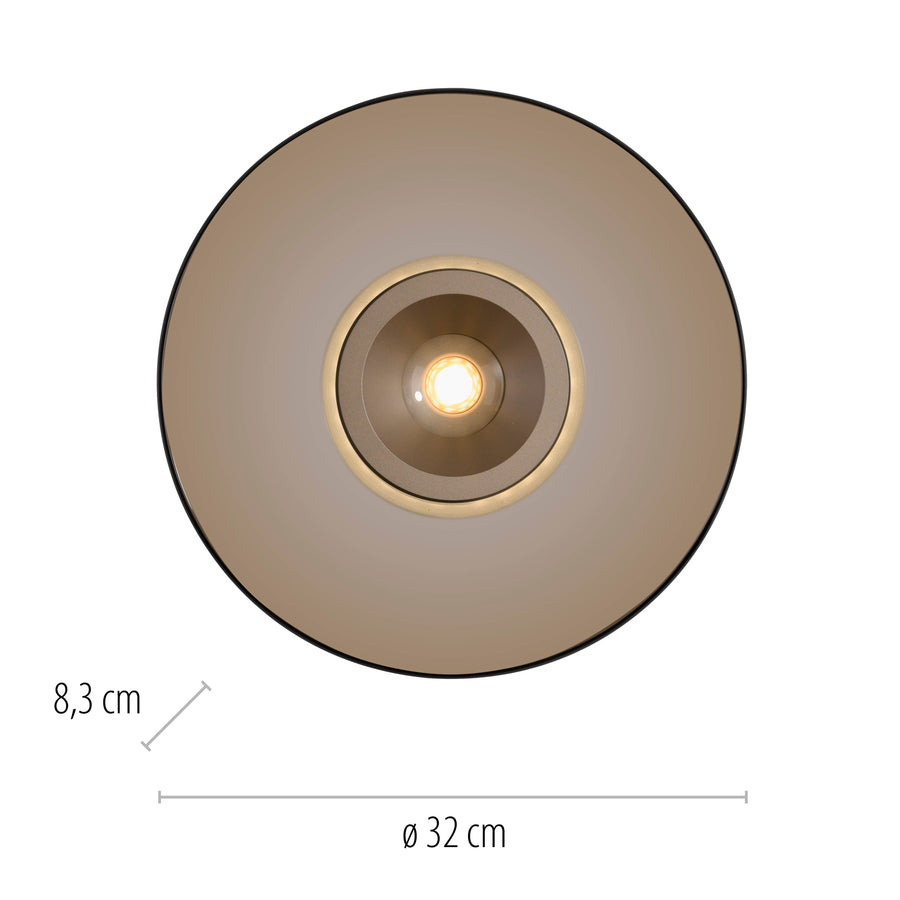 Plafonnier Pure Moon marron, verre, L 32 cm