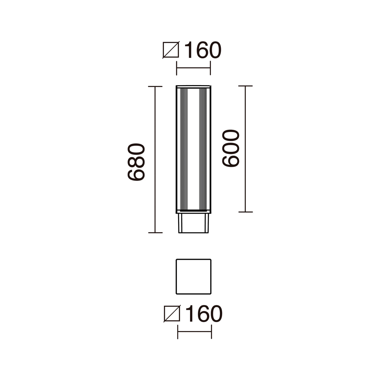 Borne extérieure Aura IP65, H 68 cm, 4000 K