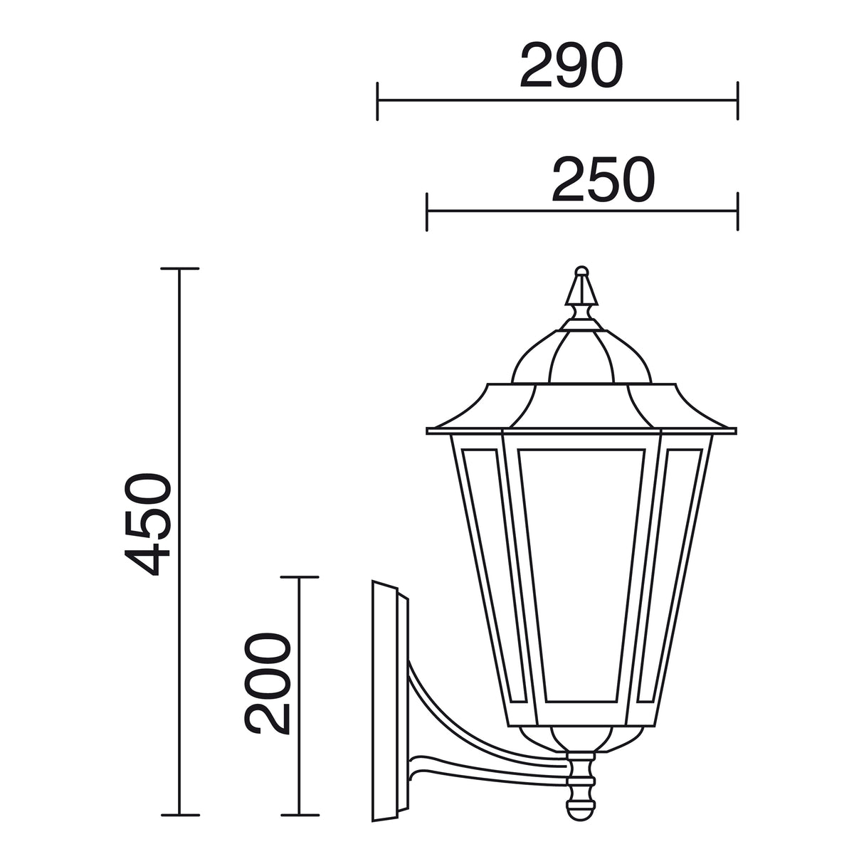 Applique extérieure Elite 6 modèle moyen IP43, H 45 cm