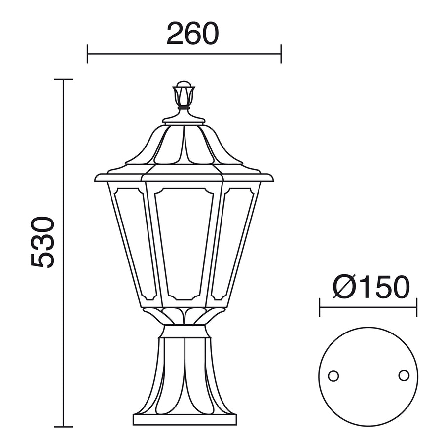 Borne extérieure Indura Medium 6 modèle moyen IP55, noir, H 53 cm