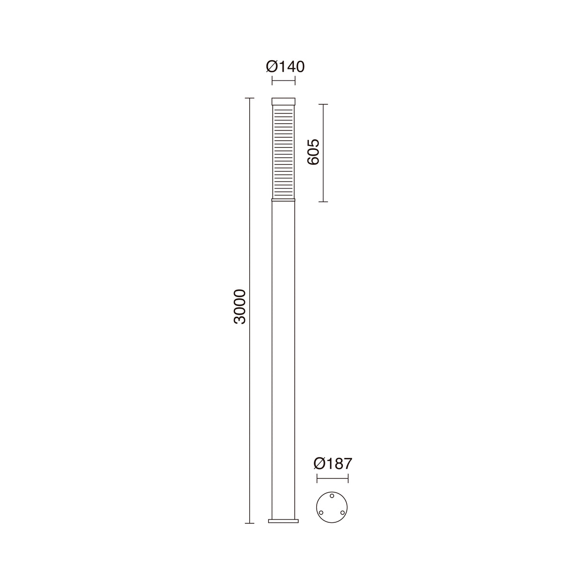 Borne extérieure Maxima IP65, anthracite, Ø 18,7 cm, H 300 cm