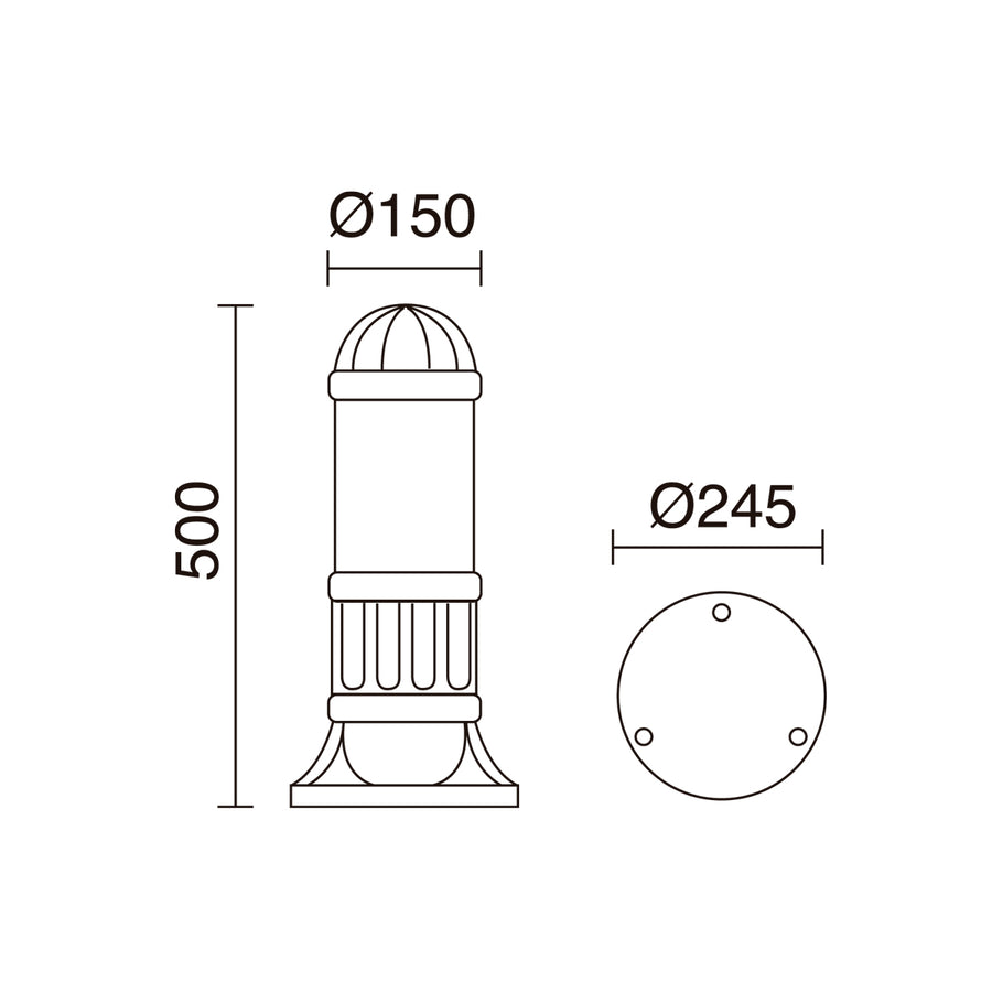 Borne extérieure Sauro IP55, noir, H 50 cm, E27