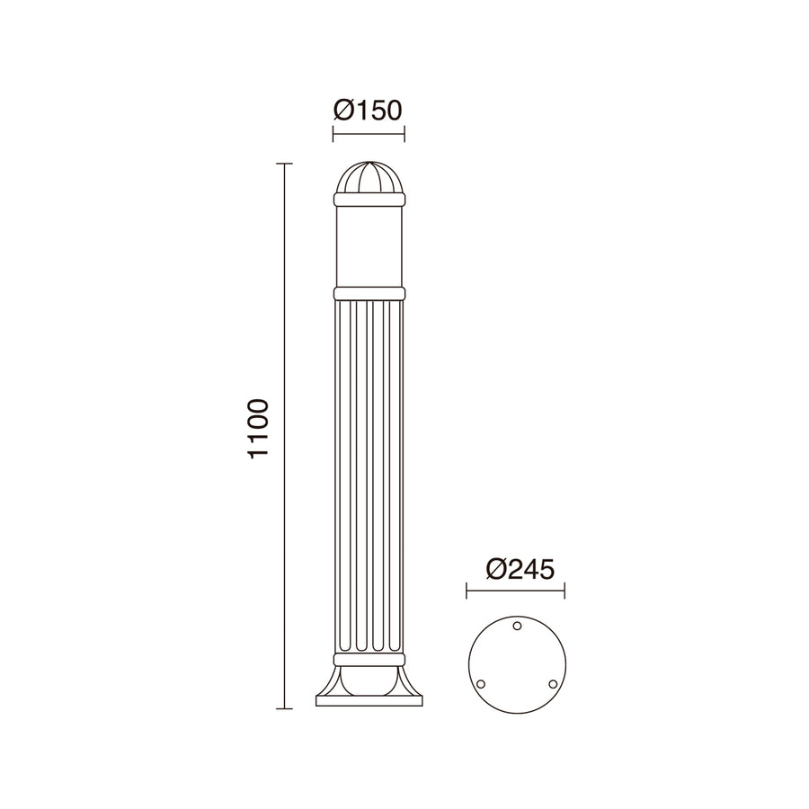 Borne extérieure Sauro IP55, noir, H 110 cm, GX53
