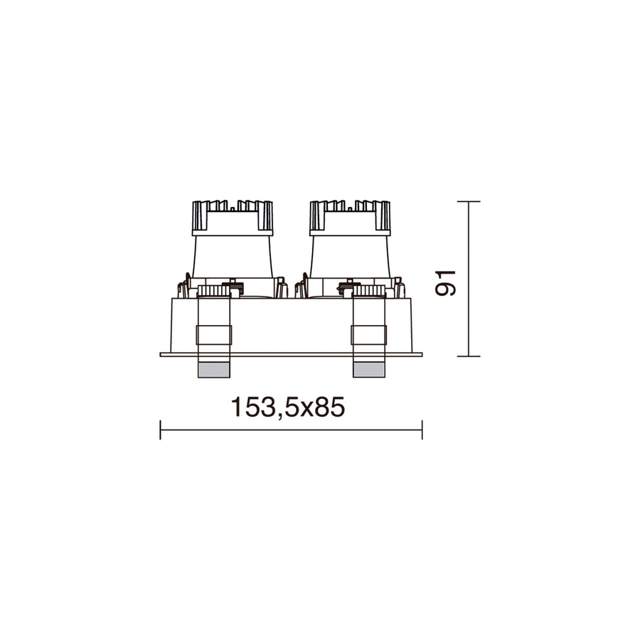 Spot encastrable orientable VIP3 double carré, LED intégrée, variable DALI, extérieur blanc