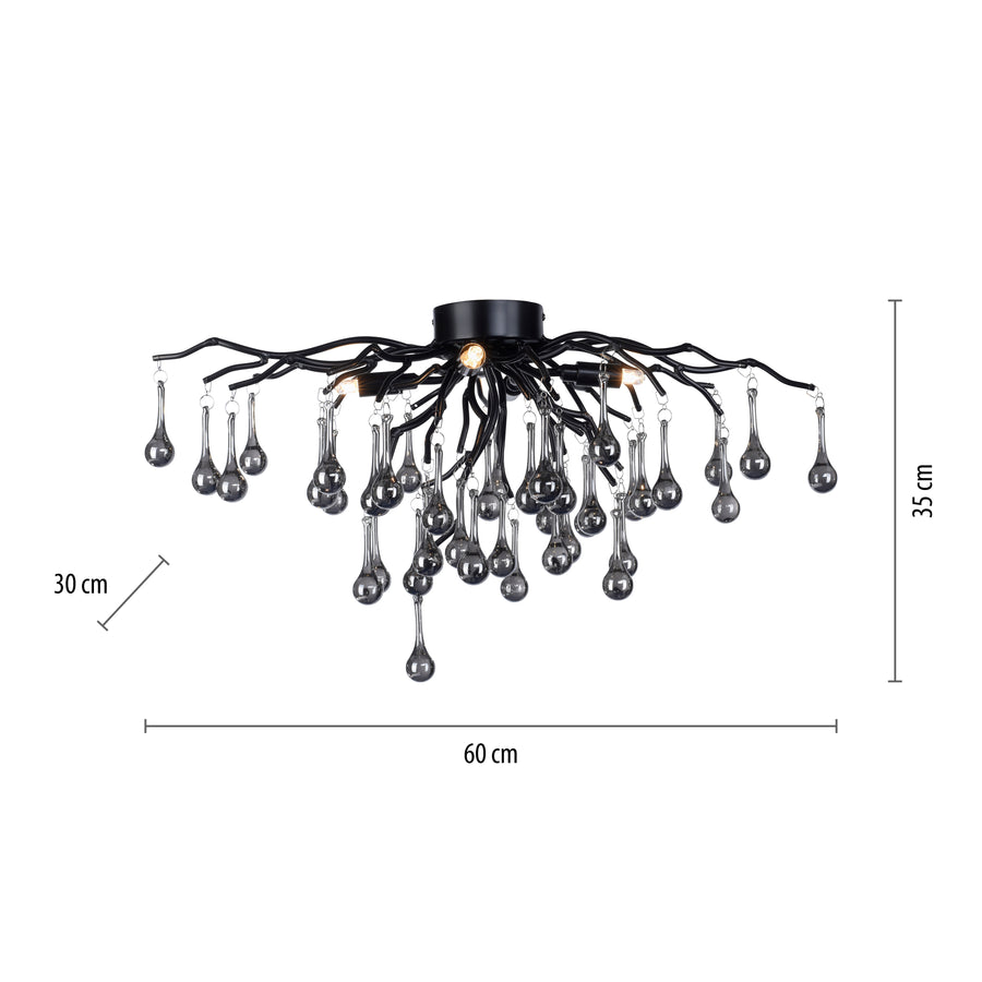 Plafonnier Icicle 4 lumières noir, verre