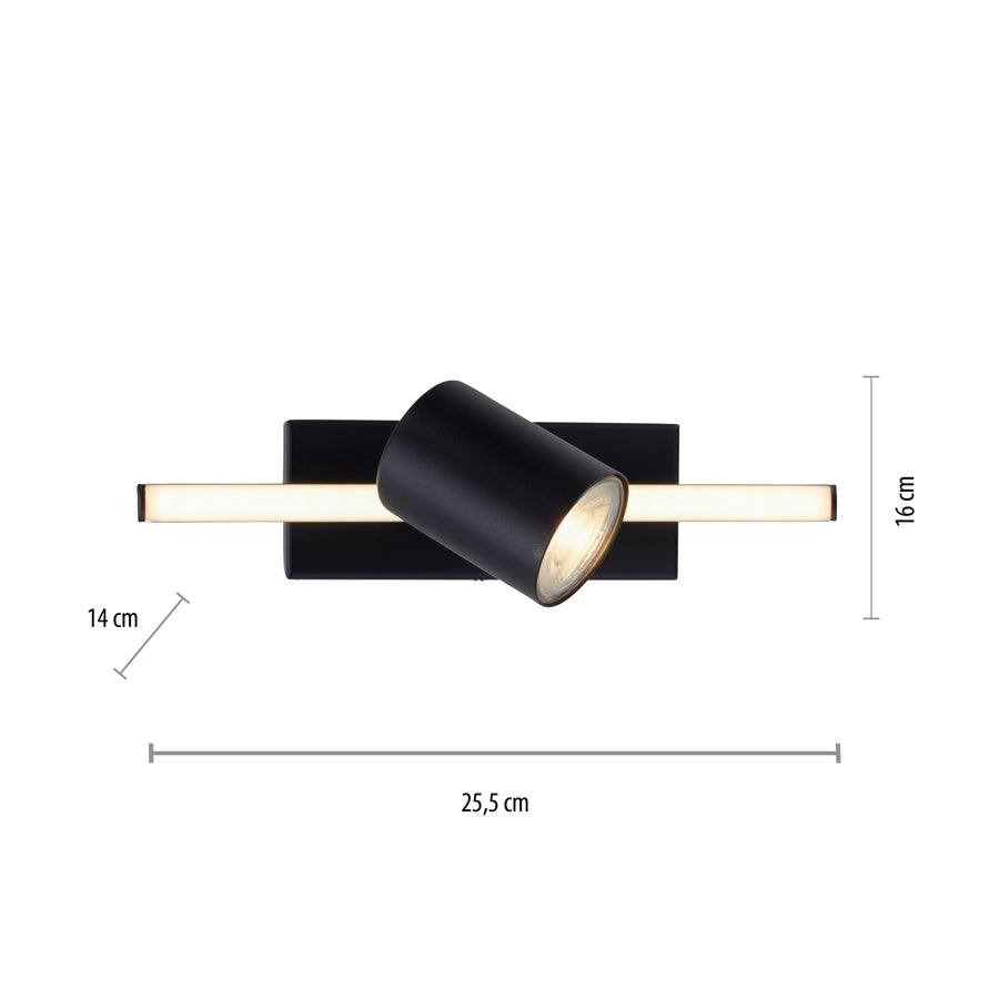 Plafonnier Barik 2 lumières noir