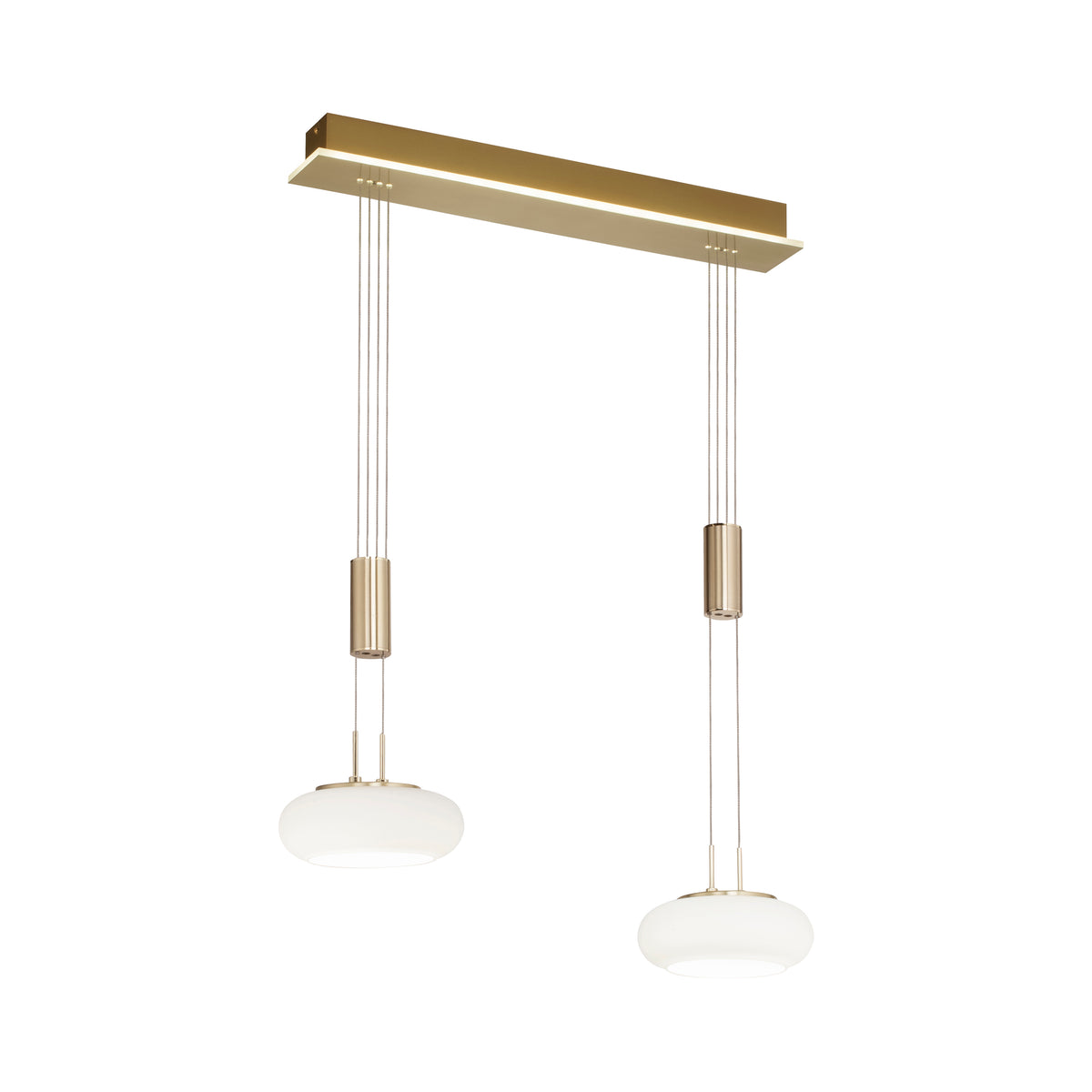 Suspension Q-Etienne laiton mat, verre, L 20 cm