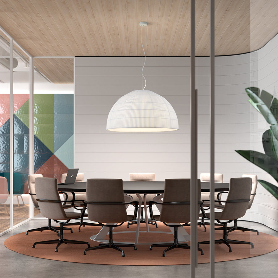 Suspension Moln 3 lumières très grand modèle, blanc ruban enveloppé blanc