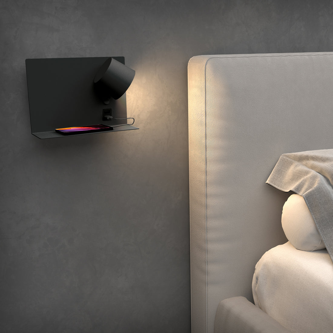 Applique murale Serene liseuse USB, noir