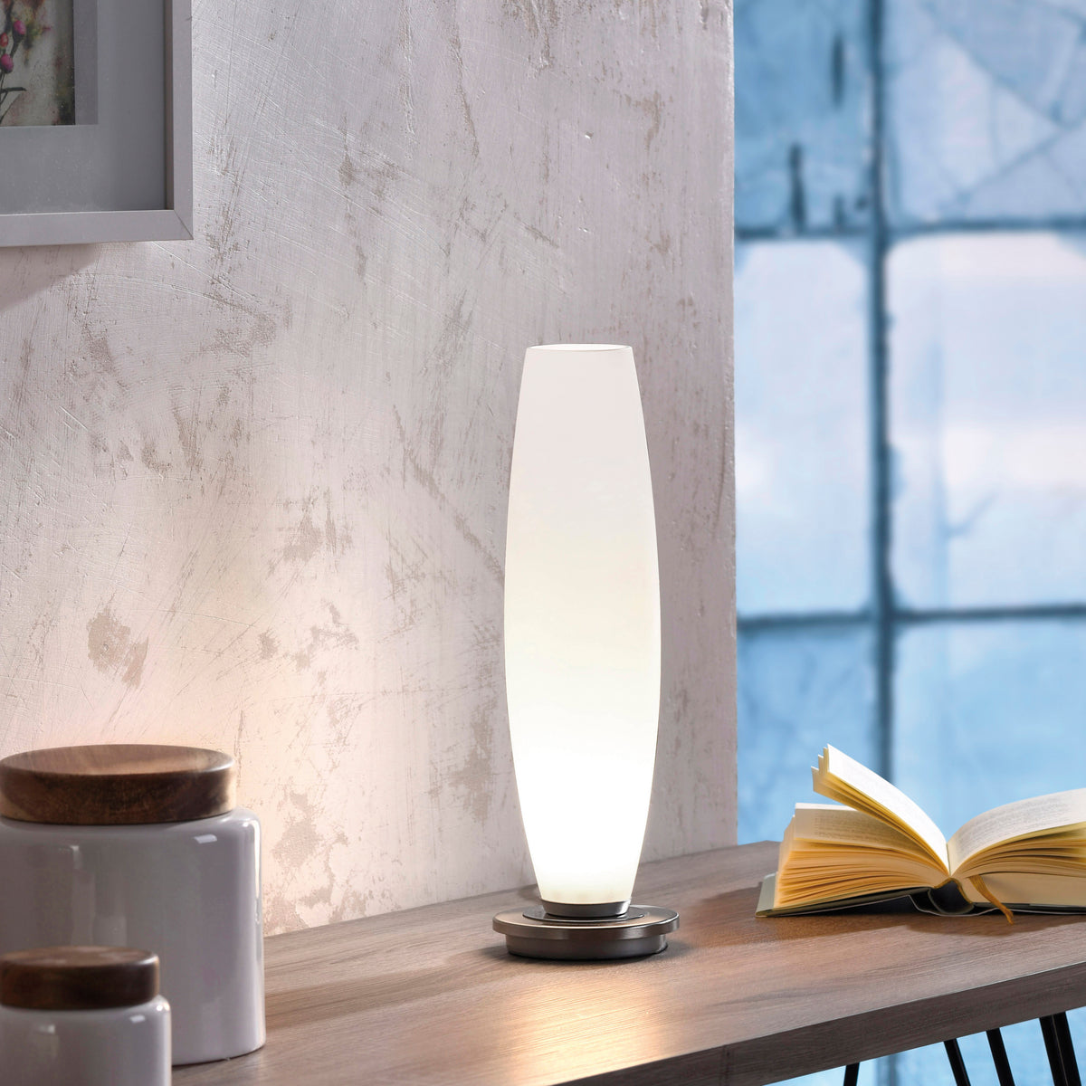 Lampe à poser Tyra acier, verre