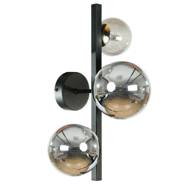 Applique murale Serenity 3 lumières noire et dorée, verre
