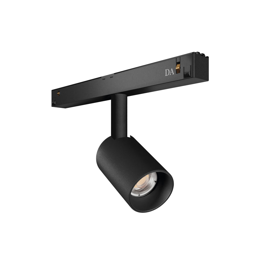 Version noire du spot sur rail, finition mate et module LED visible.