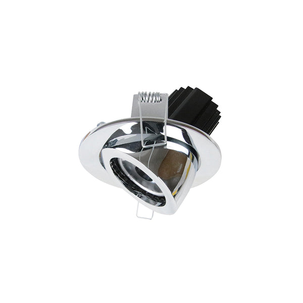 Spot encastrable orientable Mini Luna rond, LED intégrée, variable DALI, finition chromée