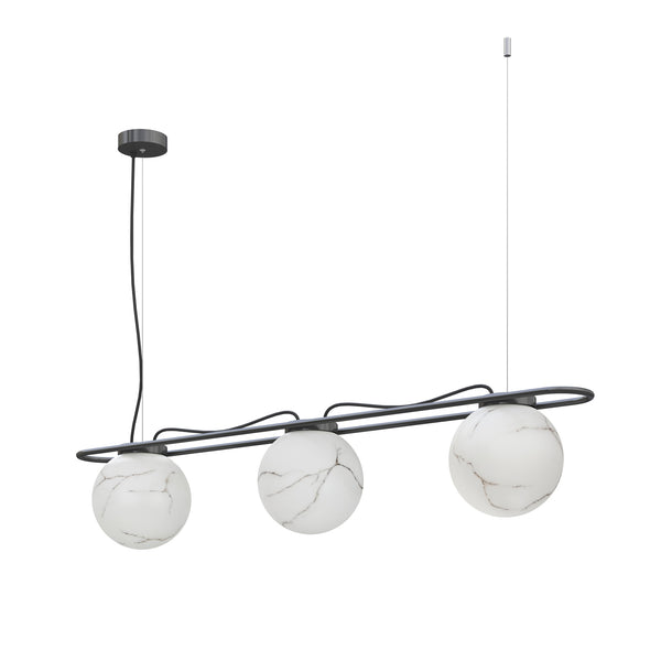 Suspension OXY 3 lumières, cristal opalisé noir albâtre