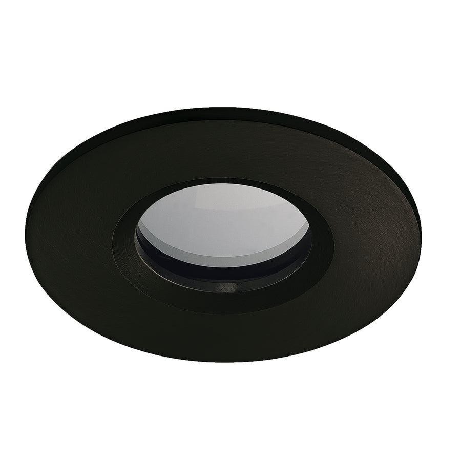 Spot encastrable noir mat vu de face, verre central légèrement bombé