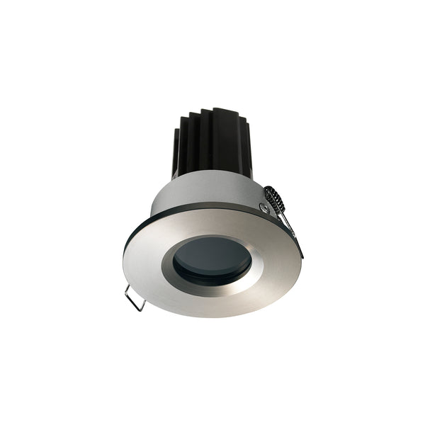 Spot encastrable Palma rond IP65, LED intégrée, finition nickel mat