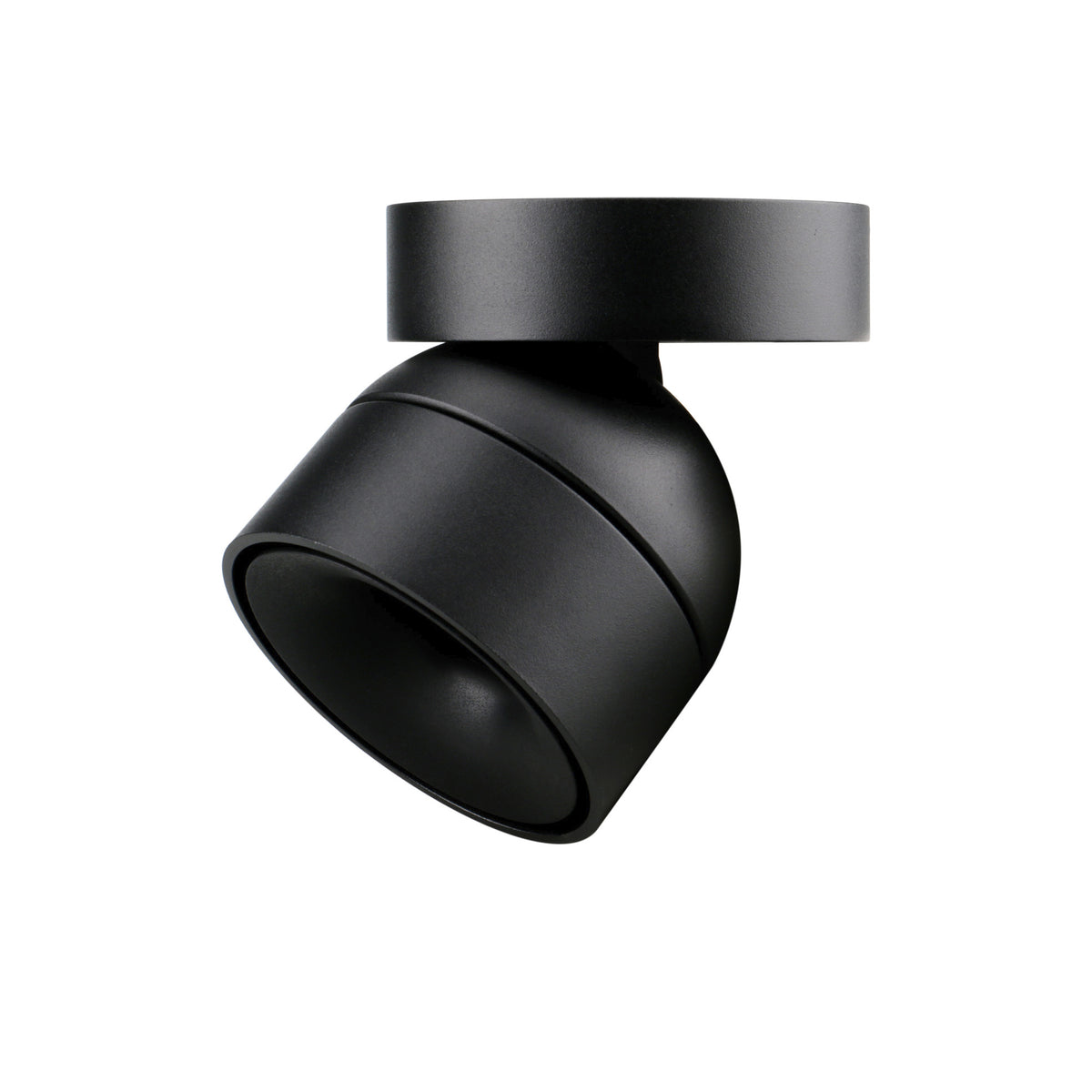 Spot noir orientable vu de trois quarts, orienté vers le bas.