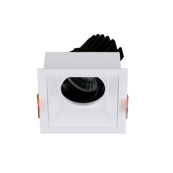 Spot encastrable orientable VIP2 carré, optique ronde, LED intégrée, extérieur blanc