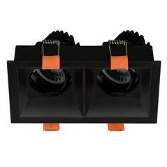 Spot encastrable orientable VIP2 double carré, optique ronde, LED intégrée, variable, extérieur noir