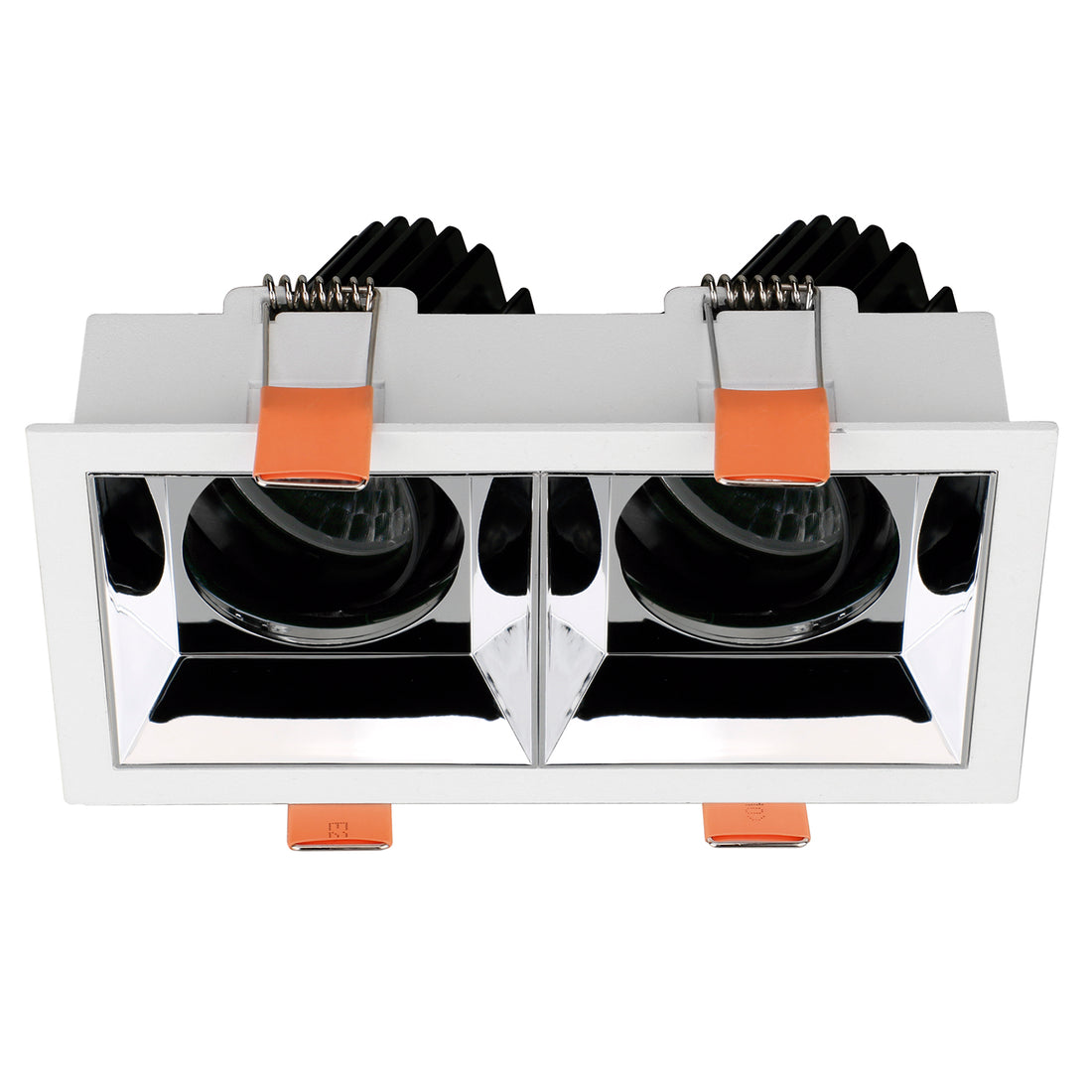 Spot encastrable orientable VIP2 double carré, optique ronde, LED intégrée, variable DALI, extérieur blanc