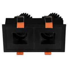 Spot encastrable orientable VIP3 double carré, LED intégrée, variable 1-10 V, extérieur noir