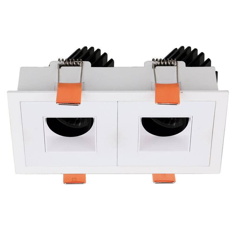 Spot encastrable orientable VIP3 double carré, LED intégrée, variable DALI, extérieur blanc