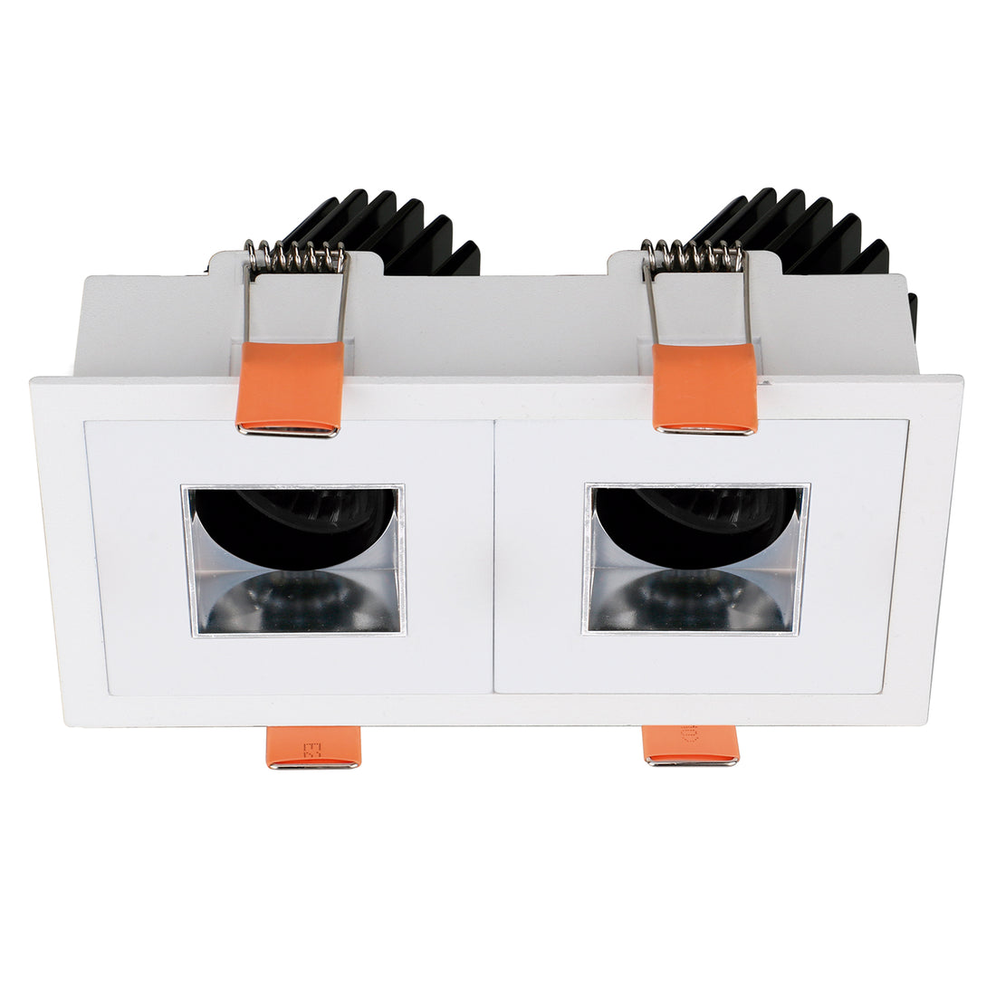 Spot encastrable orientable VIP3 double carré, LED intégrée, variable DALI, extérieur blanc