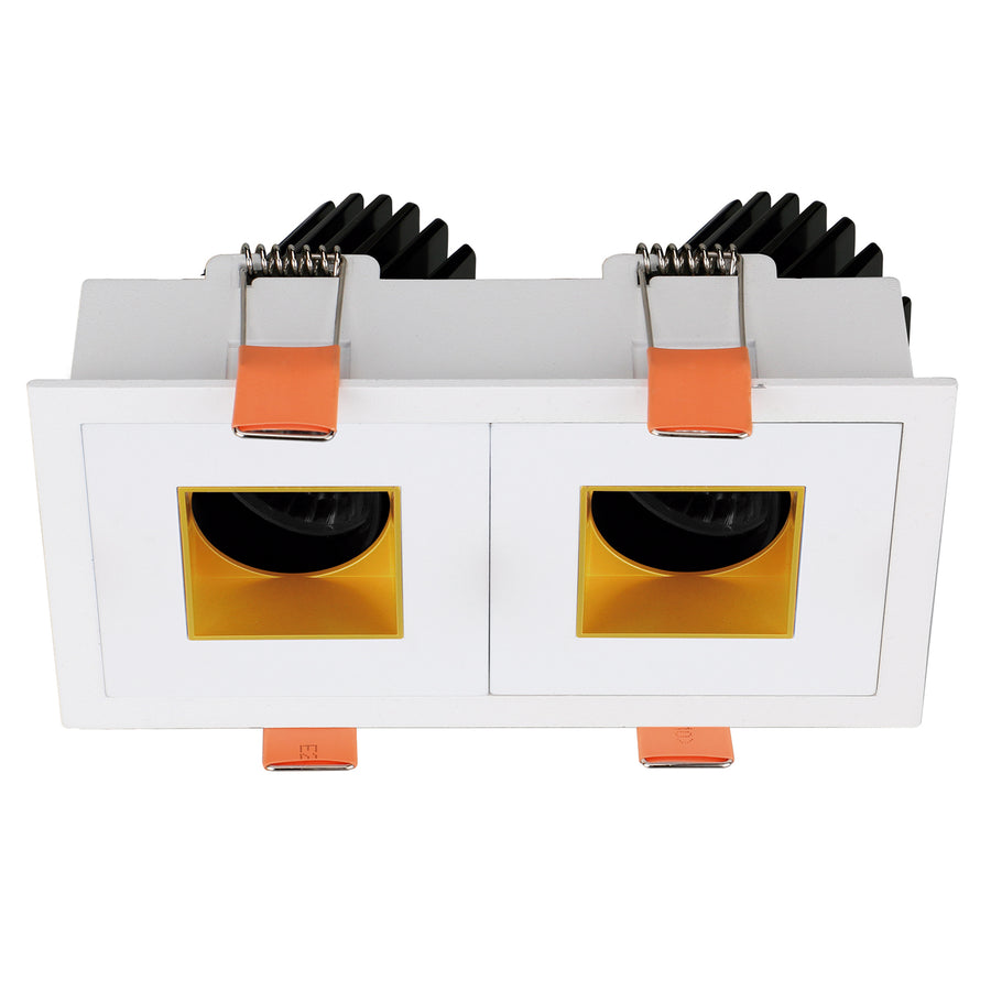 Spot encastrable orientable VIP3 double carré, LED intégrée, variable DALI, extérieur blanc