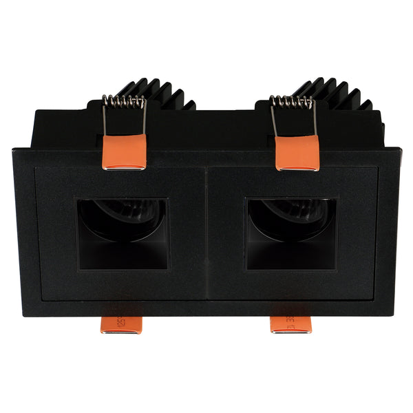 Spot encastrable orientable VIP3 double carré, LED intégrée, variable DALI, extérieur noir