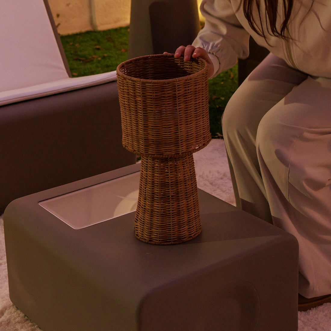 Lampe à poser Grace 40 Nature en fibres naturelles